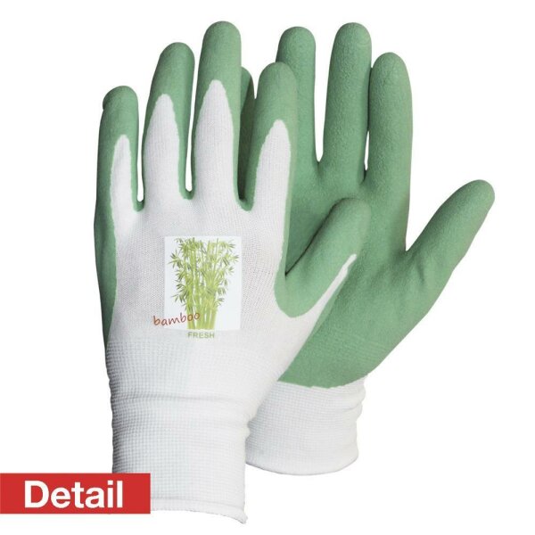 Garden Fresh Größe: 7-9, Nylon/Bambusfaserhandschuh mit grüner Latexbeschichtung , Strickbund , Gr. 7