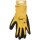 Bee free Sunshine Größe: 7-10, Polyesterfeinstrickhandschuh, gelb mit schwarzer Latexbeschichtung, Handrücken frei, Strickbund