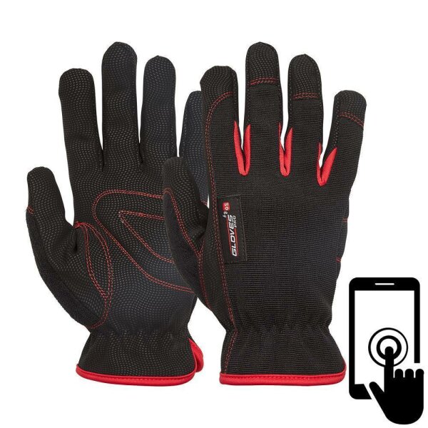 Red Touch Größe: 8-11, Handschuh aus Polyester/ Polyurethan, ungefüttert, mit Touchscreenfunktion