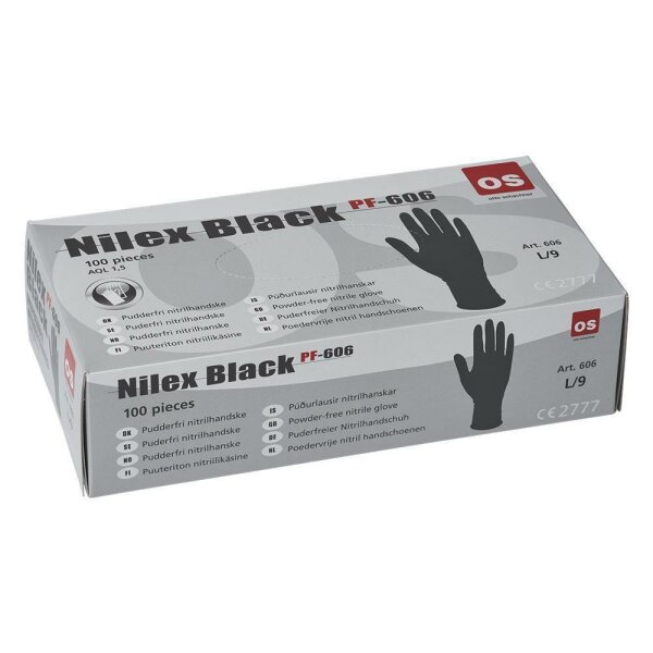 WorkLfe Nilex Light Black Größe: 7-11, Schwarzer, puderfreier Nitrileinweghandschuh, 0,08 mm in 100 St. Spenderbox, AQL 1,5, lebensmittelgeeignet, Rollrand