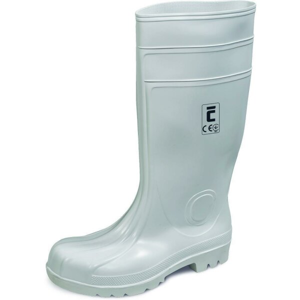 S4SRC Stiefel, Weisser PVC/Nitril Sicherheitsstiefel mit Stahlkappe, öl- und benzinbeständige Sohle, antistatisch, Gr. 38-48